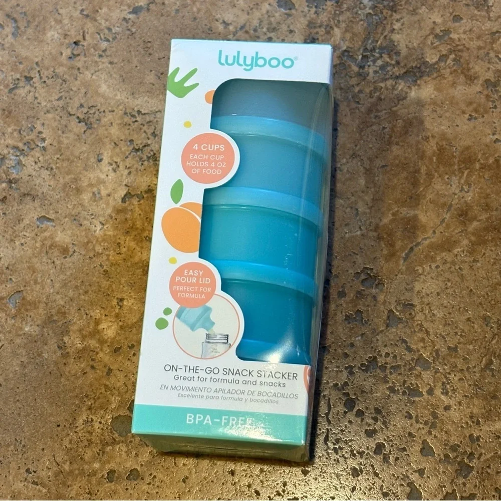 NWT~LULYBOO Baby & Toddler Blue On-the-Go 4 Cup Snack Formula Stacker